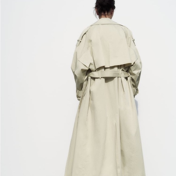 Zara Waxed Cotton Duffel Coat XS Sand 4391/870 Tag Included - Picture 9 of 9